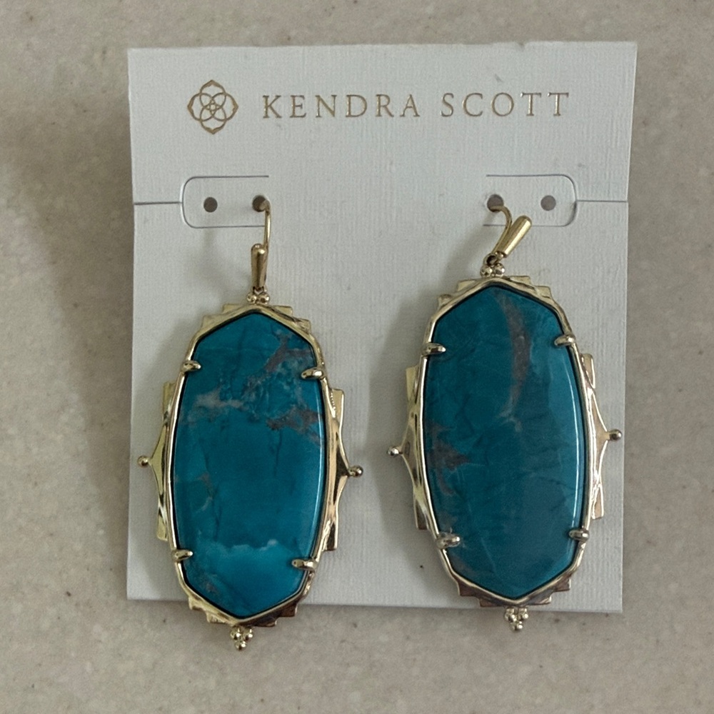 Kendra Scott Turquoise Gold Ella-Style Drop Earrings
